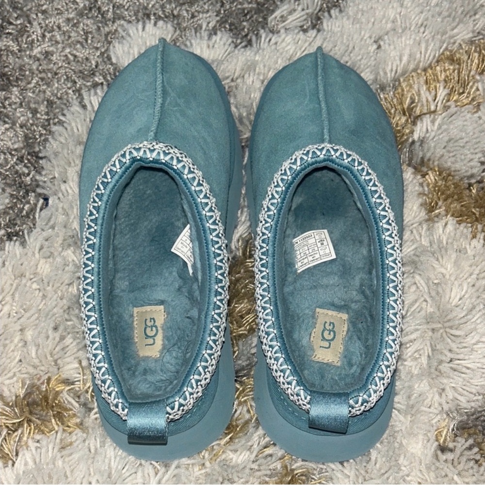 UGG Teal Slippers with White Trim